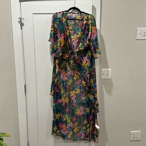 ASOS Floral Multi Color Kimono / Coverup NWT Size 14
